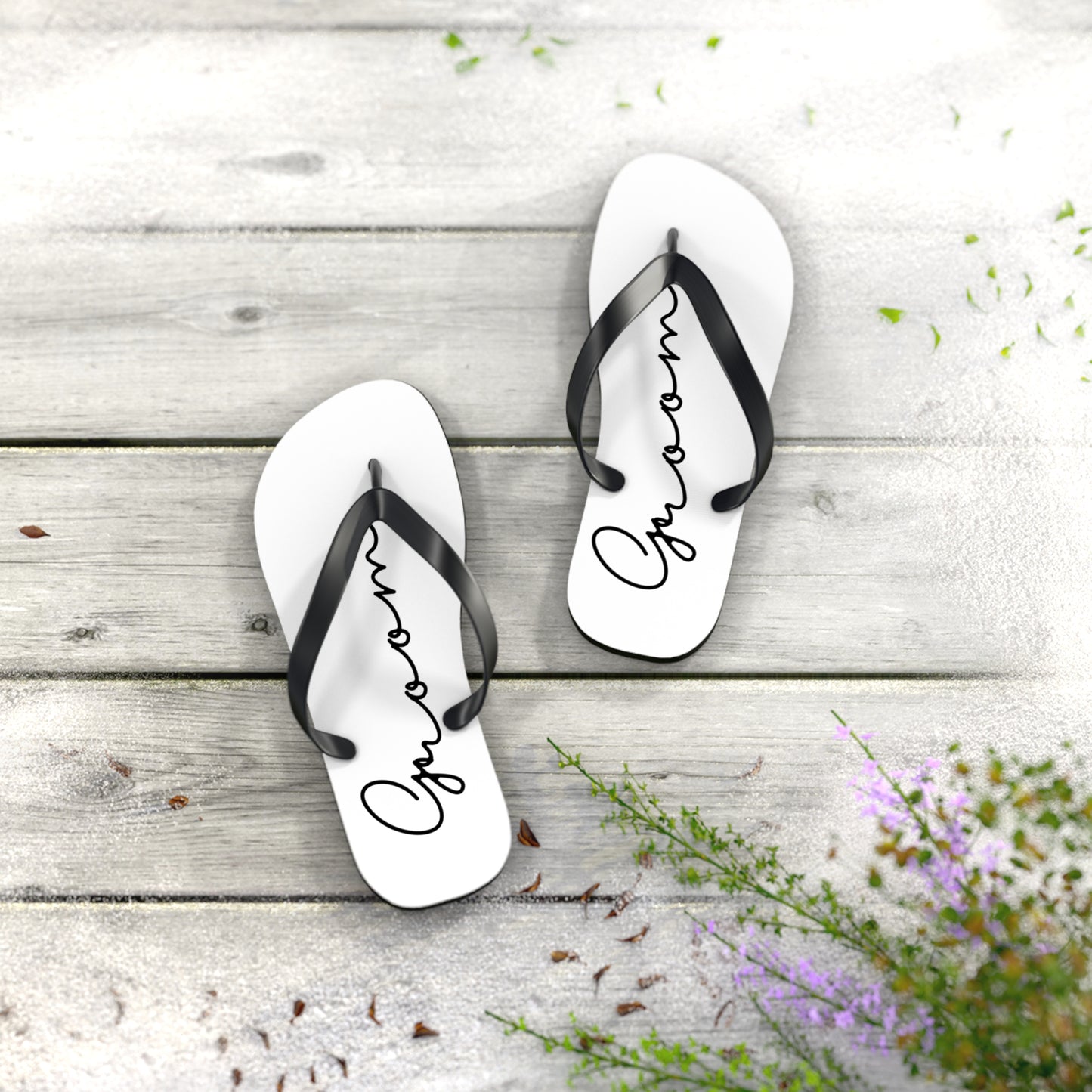 Bride and Groom Wedding Party Flip Flops - Custom available as well