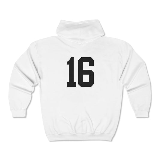 Blaze Volleyball Full Zip Hoodie - Unisex - White - With Personalization Available