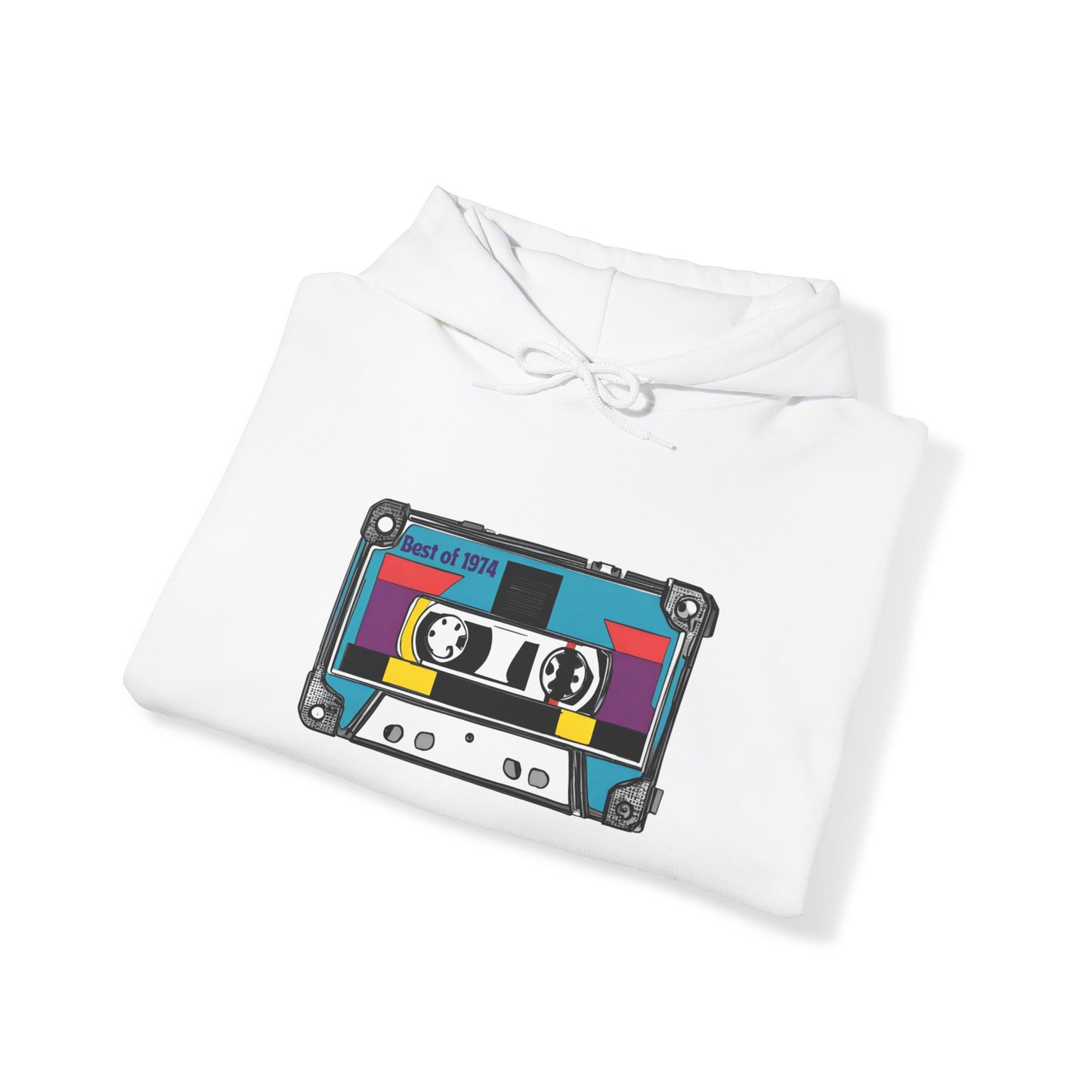 Retro Cassette Tape 1974 Adult Unisex Hooded Sweatshirt