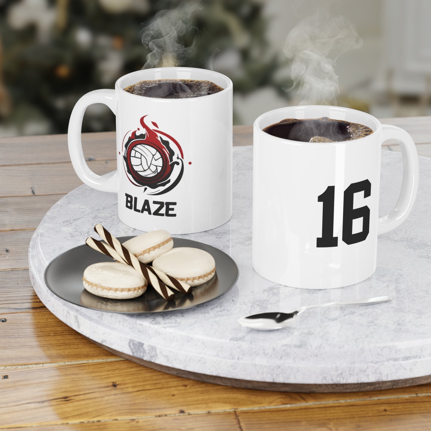 Blaze Volleyball Ceramic Mug - 11oz - White - With Personalization Available