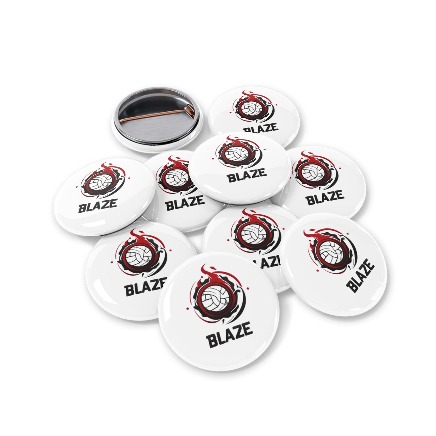 Volleyball Blaze Round Pins - Sporty Enamel Badges for Fans & Players