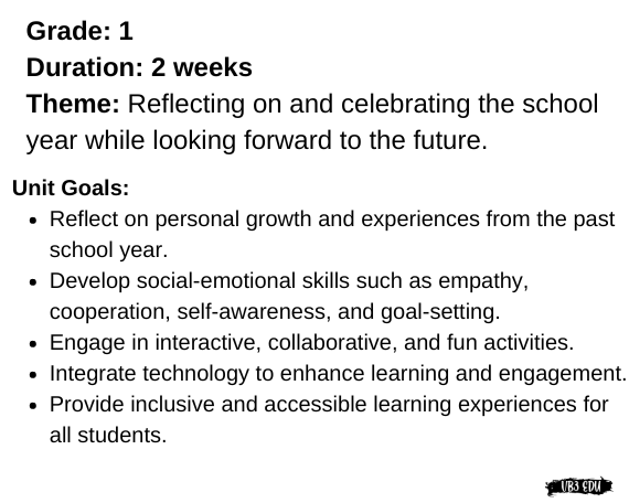 Fun and Engaging End of Year Unit Plan for Grade 1: Reflect, Celebrate, and Look Ahead!