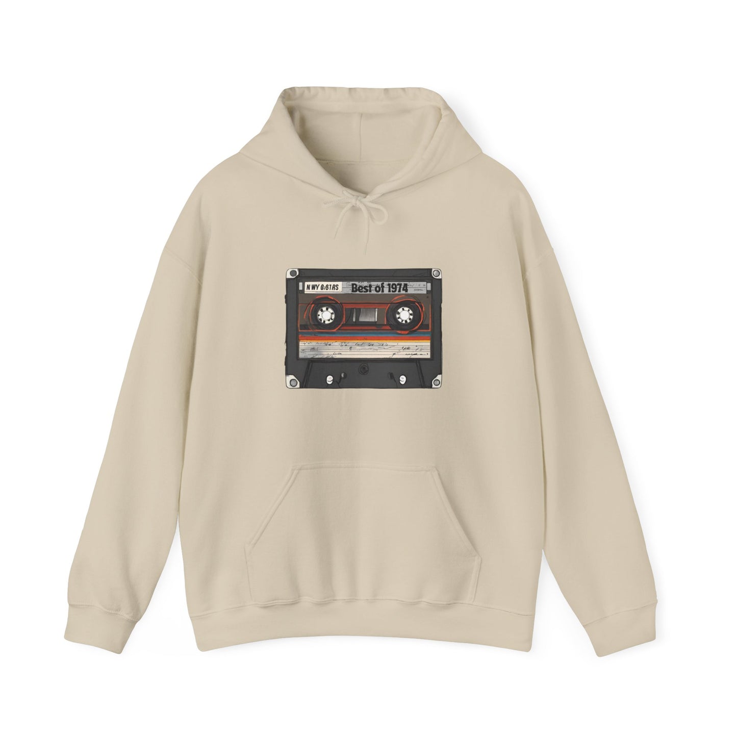 Retro Cassette Tape 1974 Adult Unisex Hooded Sweatshirt