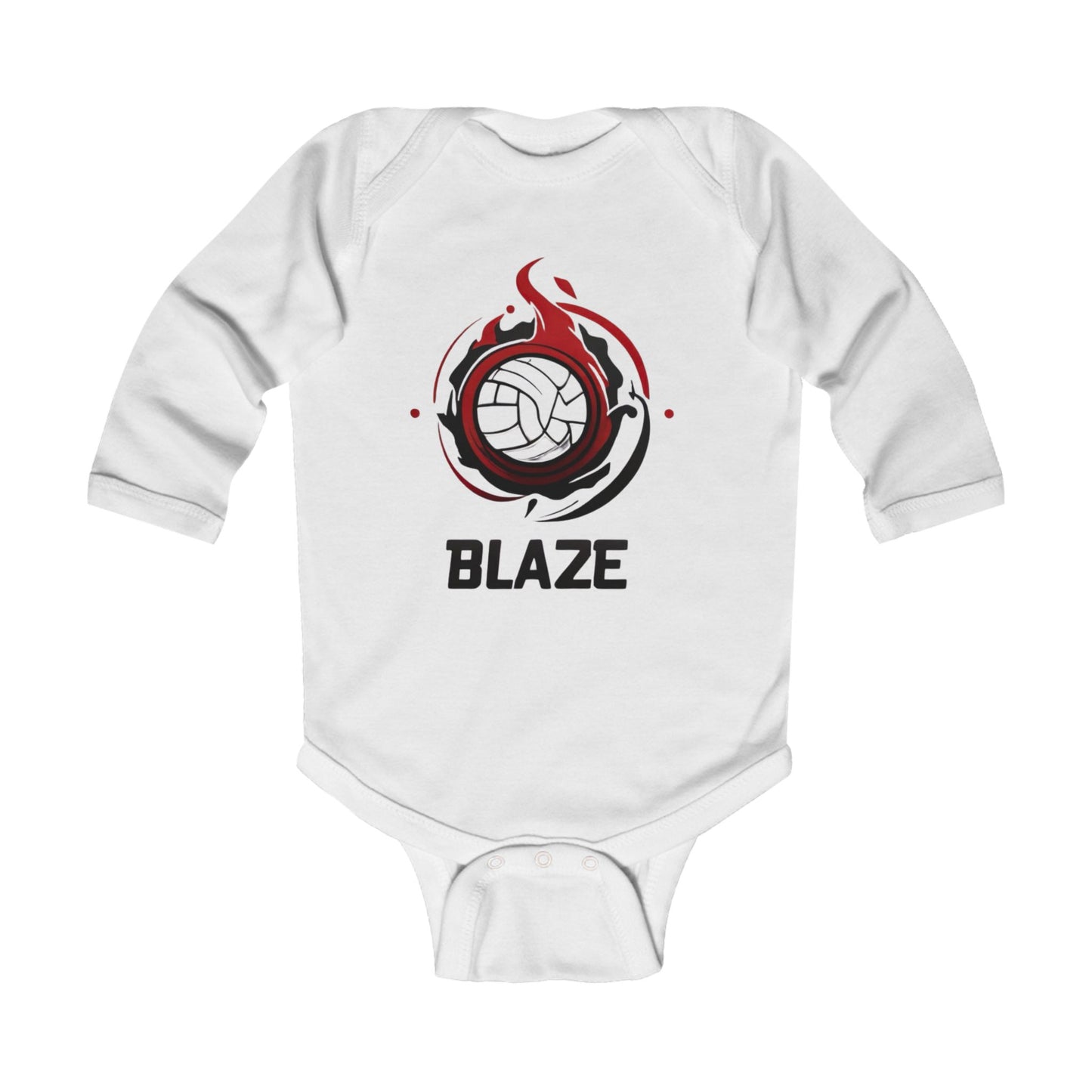 Blaze Volleyball Infant Long Sleeve Onesie Bodysuit - White - With Personalization Available