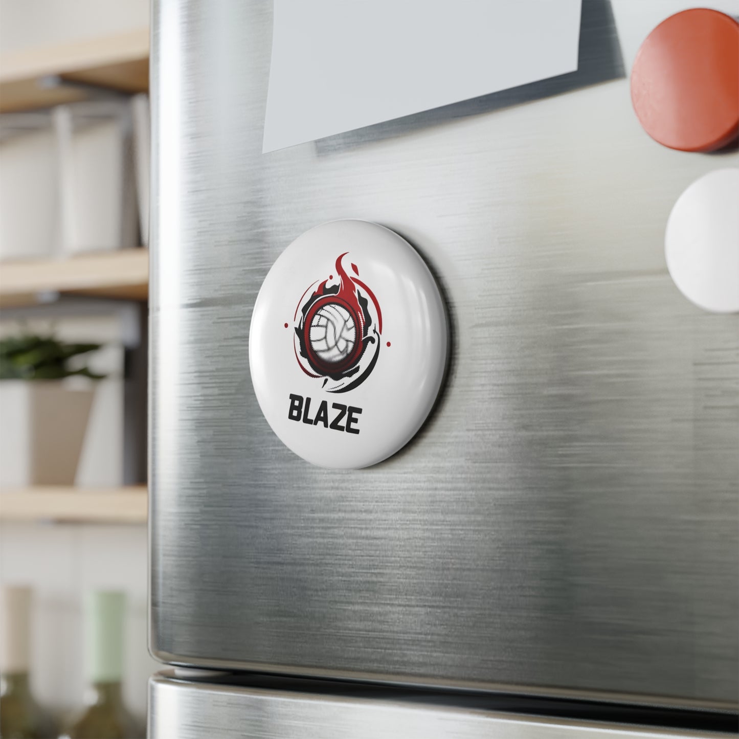 Volleyball Themed Button Magnet Set - Blaze Design (1 & 10 pcs)