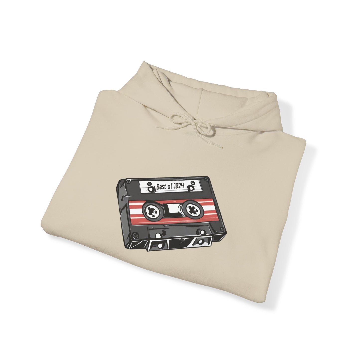 Retro Cassette Tape 1974 Adult Unisex Hooded Sweatshirt