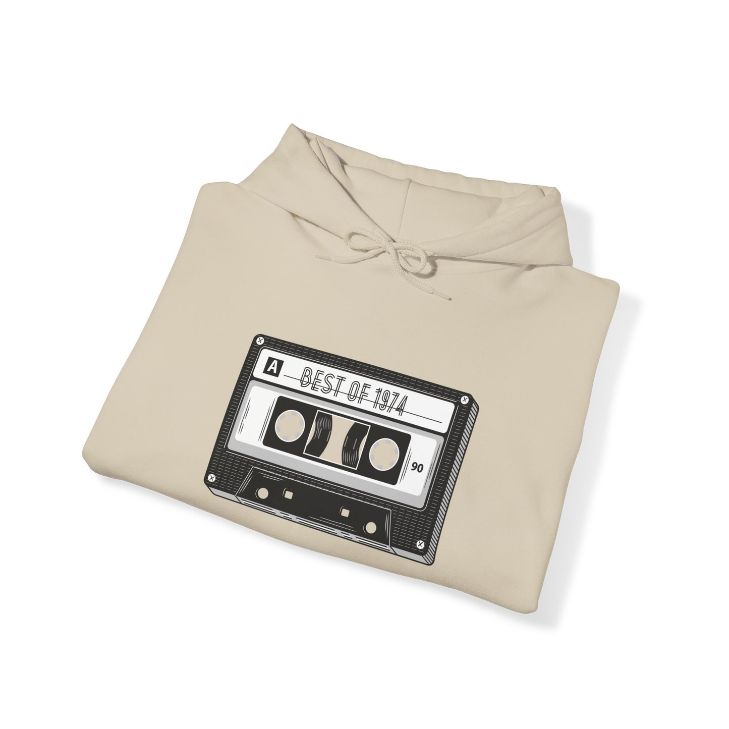 Retro Cassette Tape 1974 Adult Unisex Hooded Sweatshirt