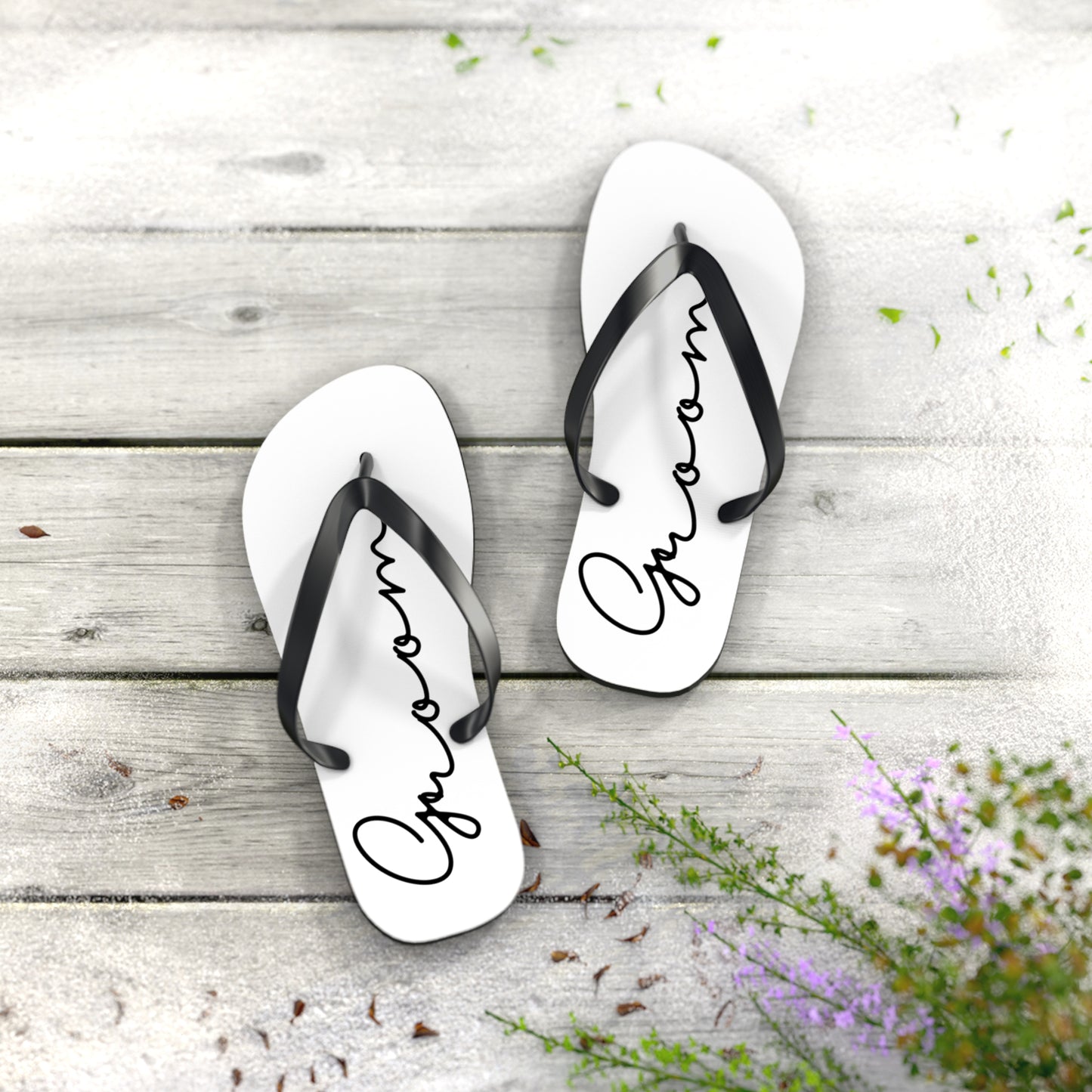 Bride and Groom Wedding Party Flip Flops - Custom available as well
