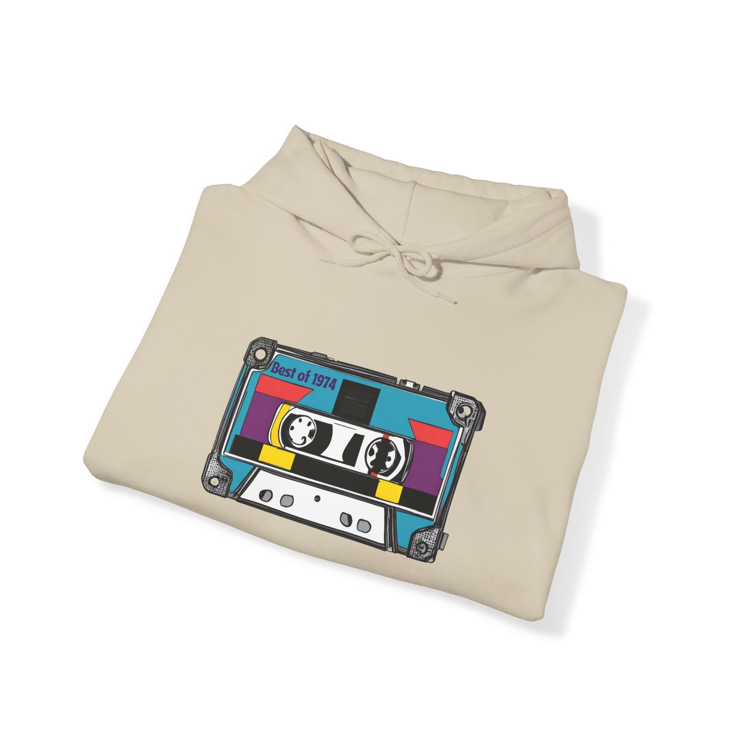 Retro Cassette Tape 1974 Adult Unisex Hooded Sweatshirt