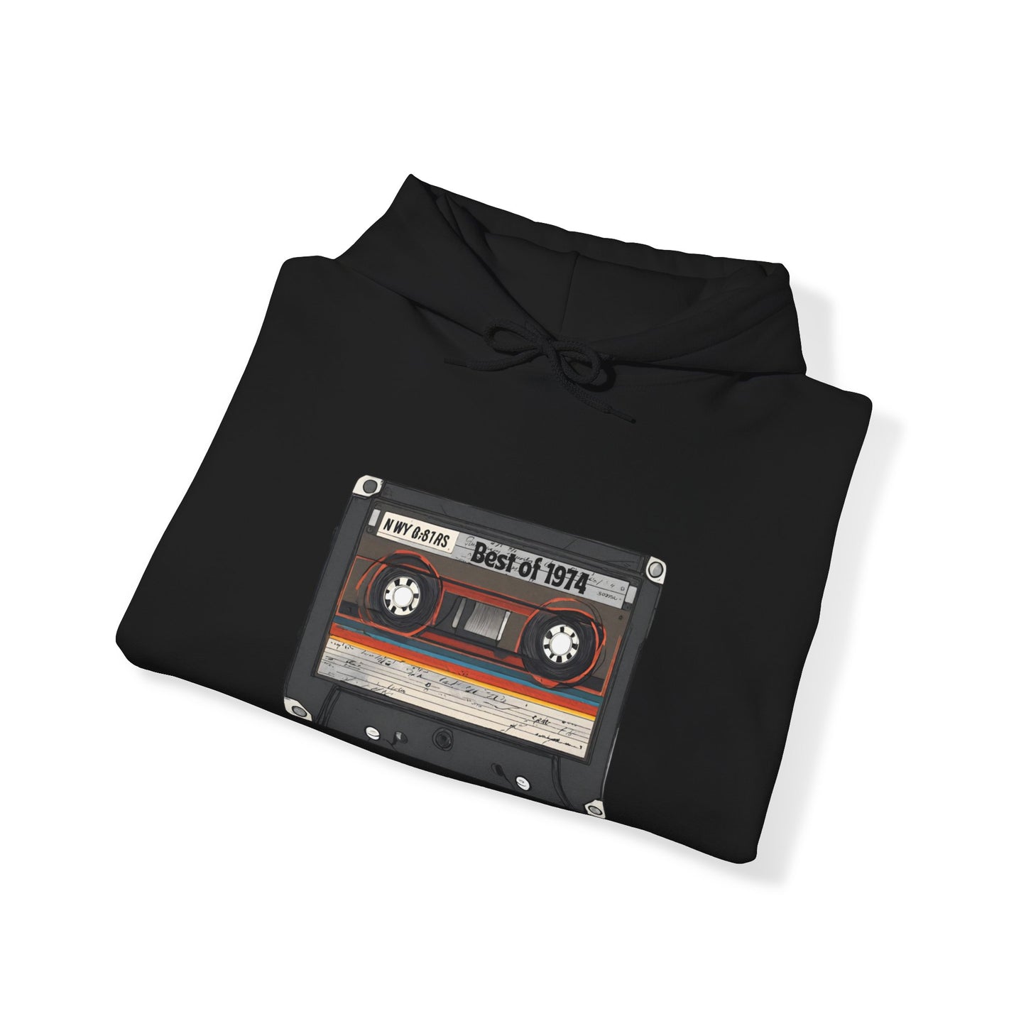 Retro Cassette Tape 1974 Adult Unisex Hooded Sweatshirt