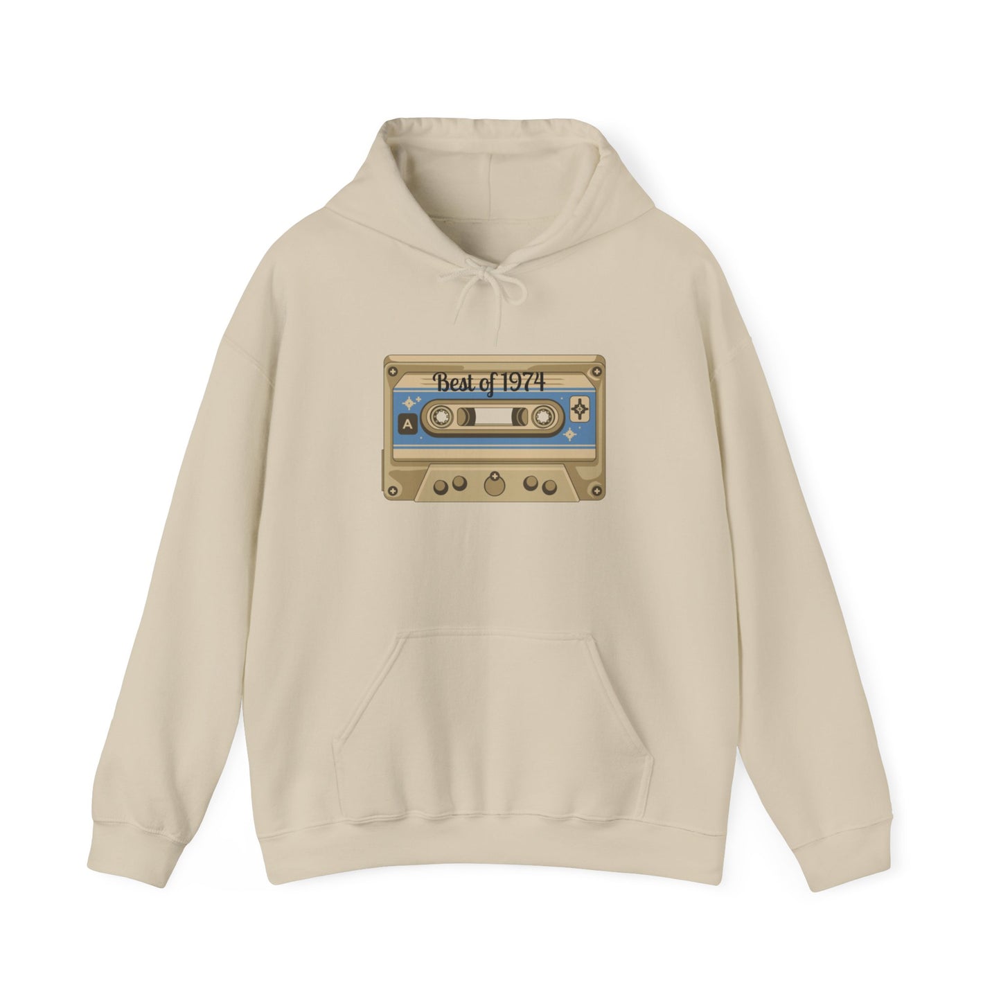 Retro Cassette Tape 1974 Adult Unisex Hooded Sweatshirt