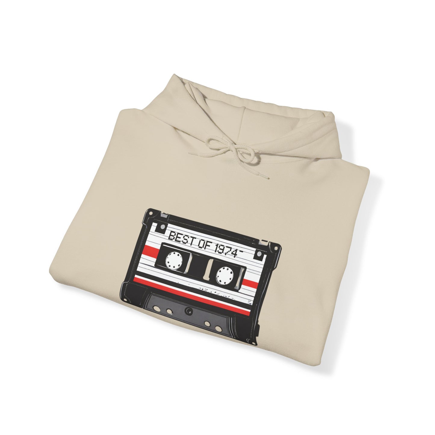 Retro Cassette Tape 1974 Adult Unisex Hooded Sweatshirt