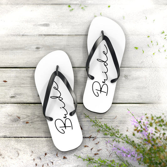 Bride and Groom Wedding Party Flip Flops - Custom available as well