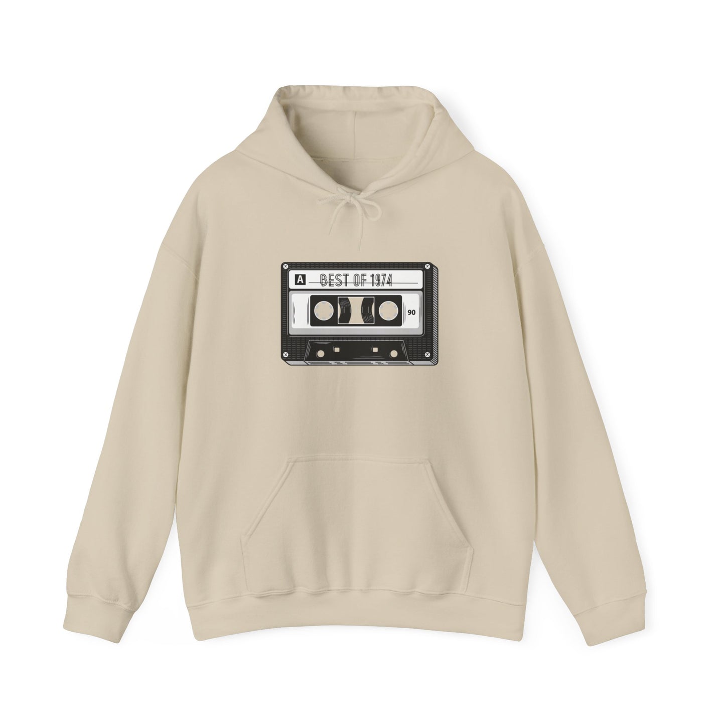 Retro Cassette Tape 1974 Adult Unisex Hooded Sweatshirt