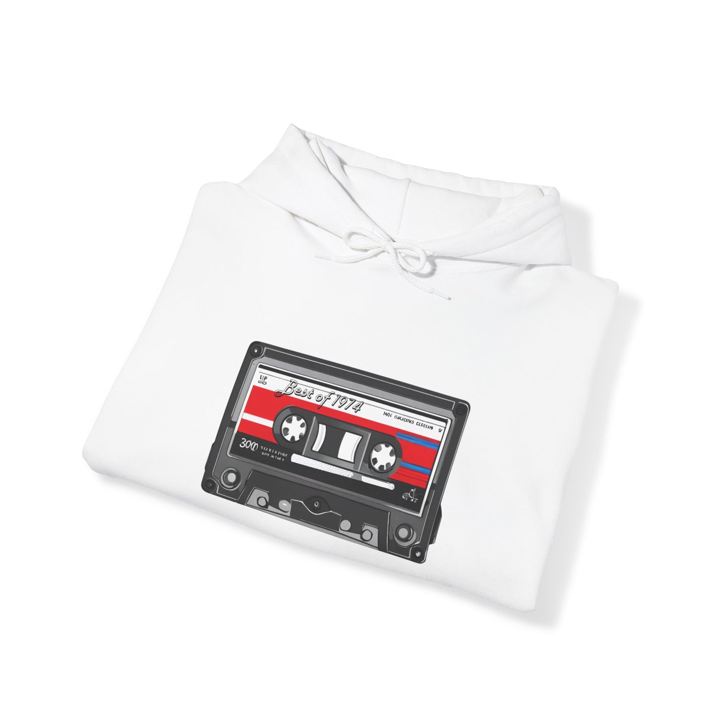 Retro Cassette Tape 1974 Adult Unisex Hooded Sweatshirt