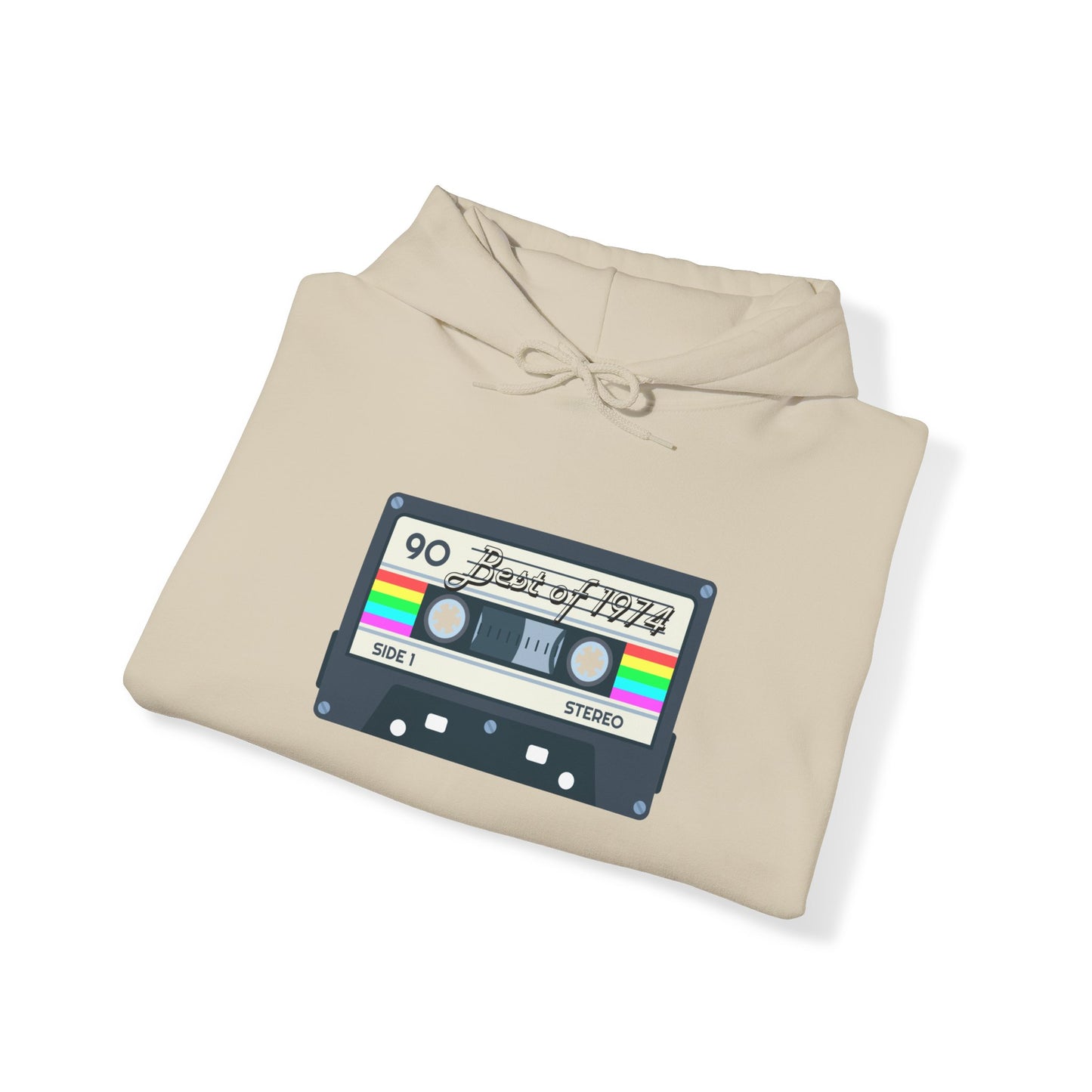 Retro Cassette Tape 1974 Adult Unisex Hooded Sweatshirt