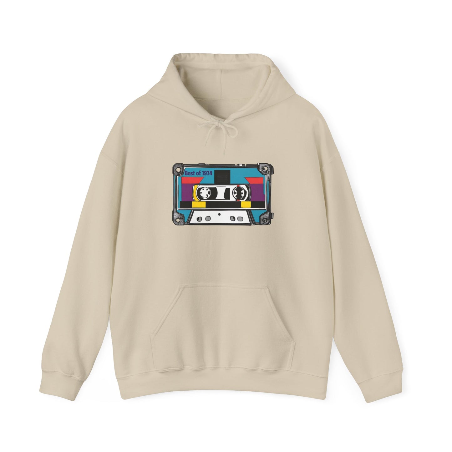 Retro Cassette Tape 1974 Adult Unisex Hooded Sweatshirt