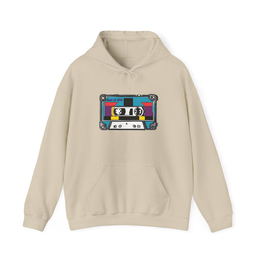 Retro Cassette Tape 1974 Adult Unisex Hooded Sweatshirt