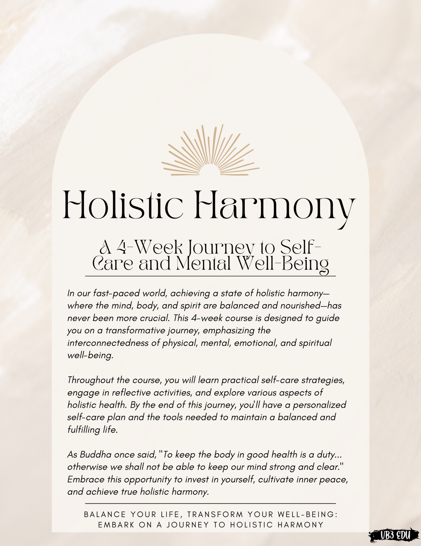 Holistic Harmony: A 4-Week Self-Directed Journey to Self-Care and Mental Well-Being