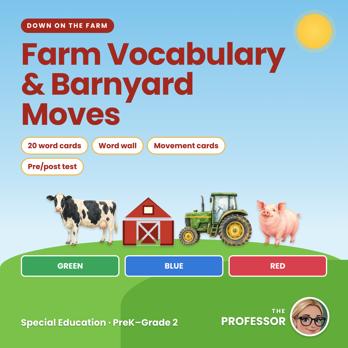 Farm Vocabulary Cards & Word Wall | 3 Levels | Special Education PreK-2