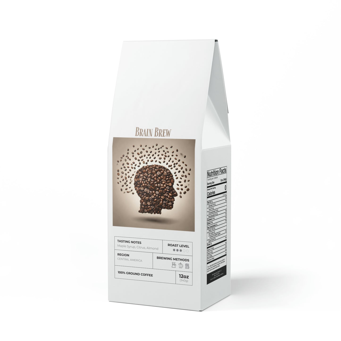 Brain Brew Coffee Blend (Medium Roast) Grind and Beans