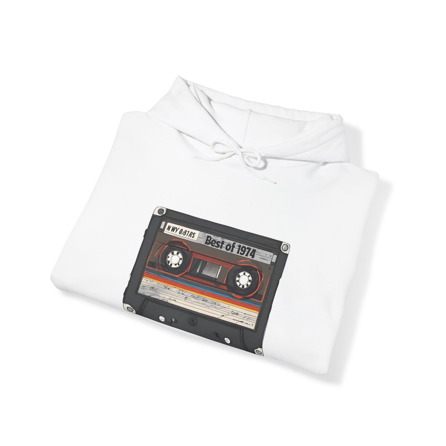 Retro Cassette Tape 1974 Adult Unisex Hooded Sweatshirt