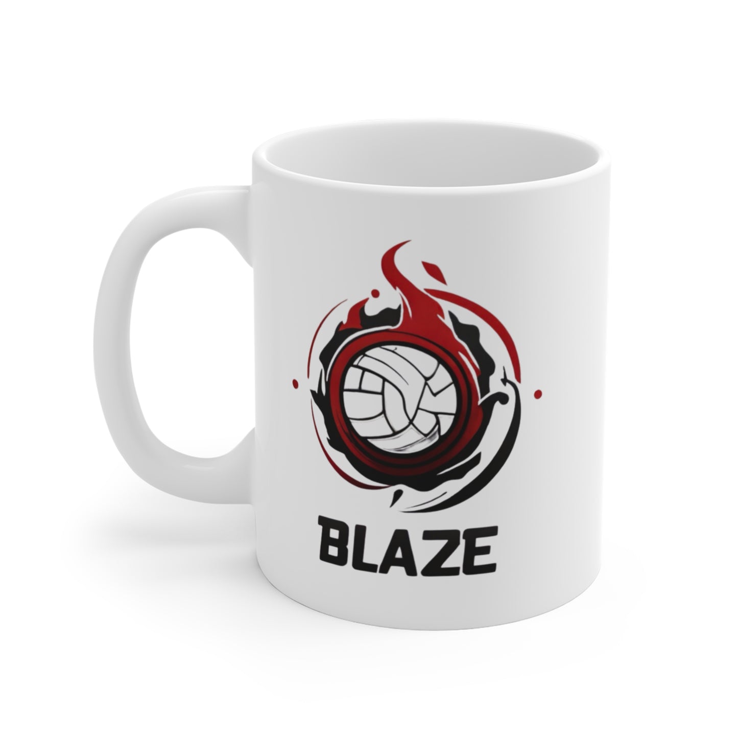 Blaze Volleyball Ceramic Mug - 11oz - White - With Personalization Available