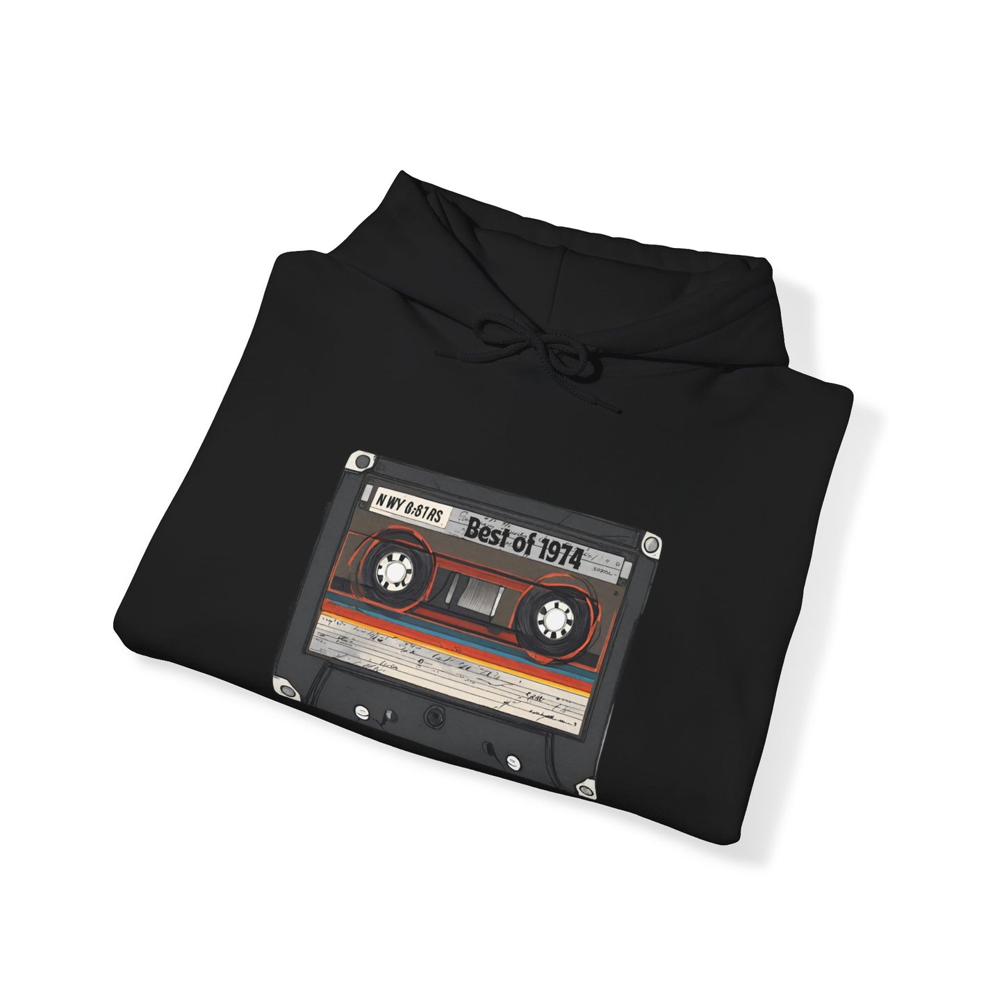 Retro Cassette Tape 1974 Adult Unisex Hooded Sweatshirt