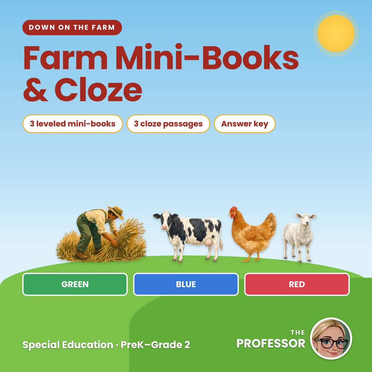 Farm Leveled Mini-Books & Cloze Reading | 3 Levels | Special Education PreK-2