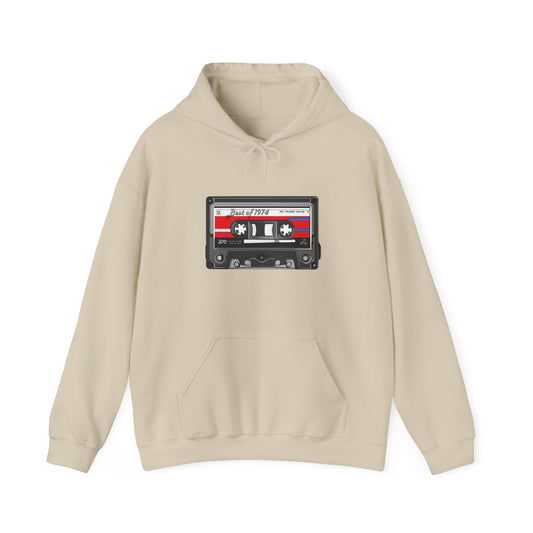 Retro Cassette Tape 1974 Adult Unisex Hooded Sweatshirt