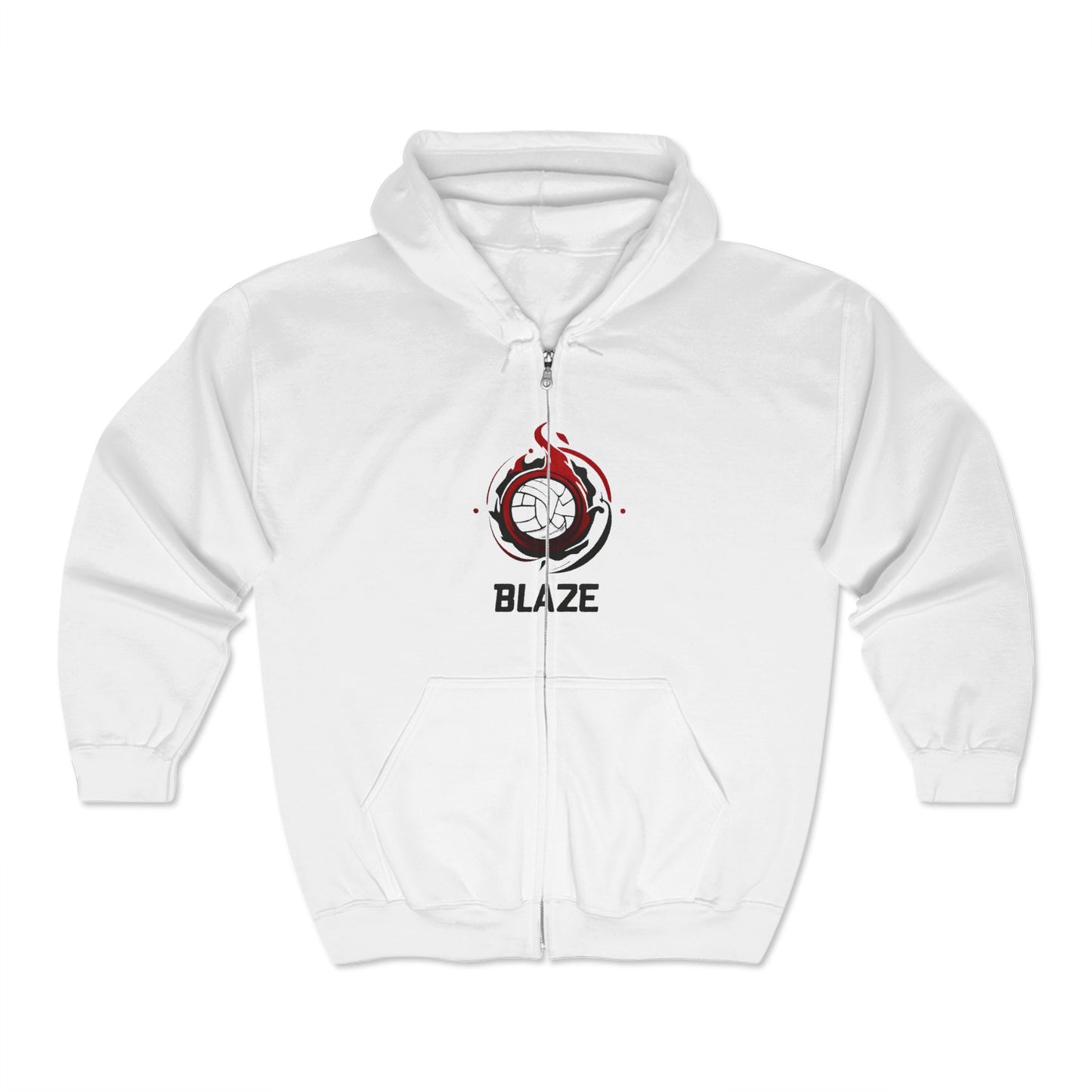 Blaze Volleyball Full Zip Hoodie  - Unisex - White - With Personalization Available