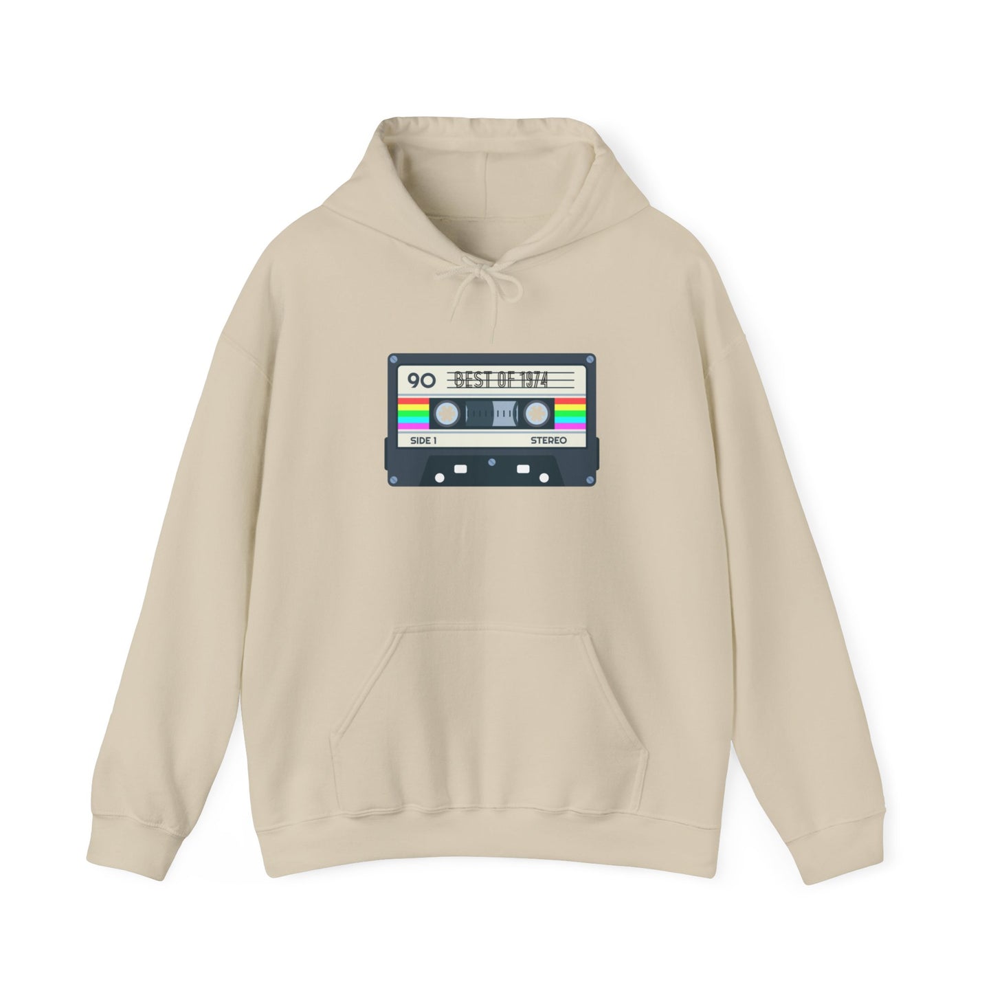 Retro Cassette Tape 1974 Adult Unisex Hooded Sweatshirt