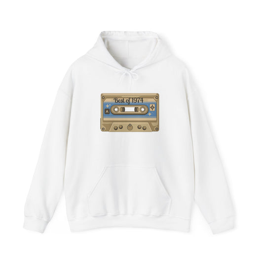 Retro Cassette Tape 1974 Adult Unisex Hooded Sweatshirt