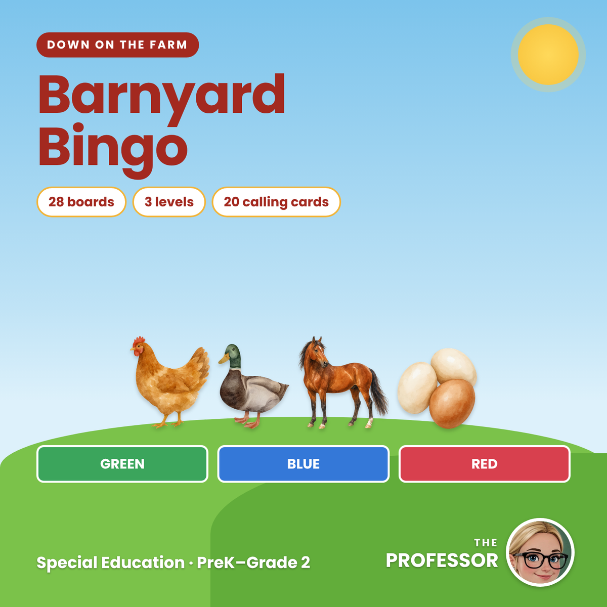 Farm Vocabulary Bingo Game | 3 Leveled Boards | Special Education PreK-2