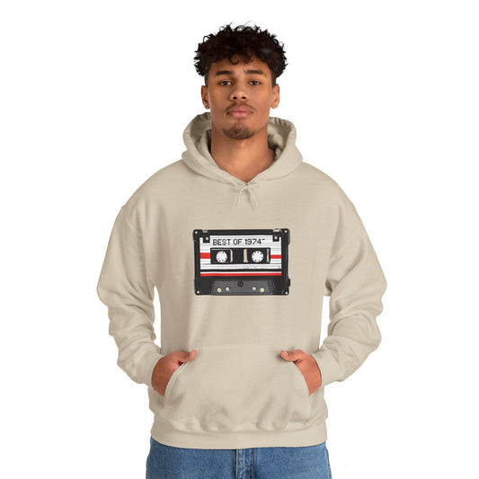 Retro Cassette Tape 1974 Adult Unisex Hooded Sweatshirt