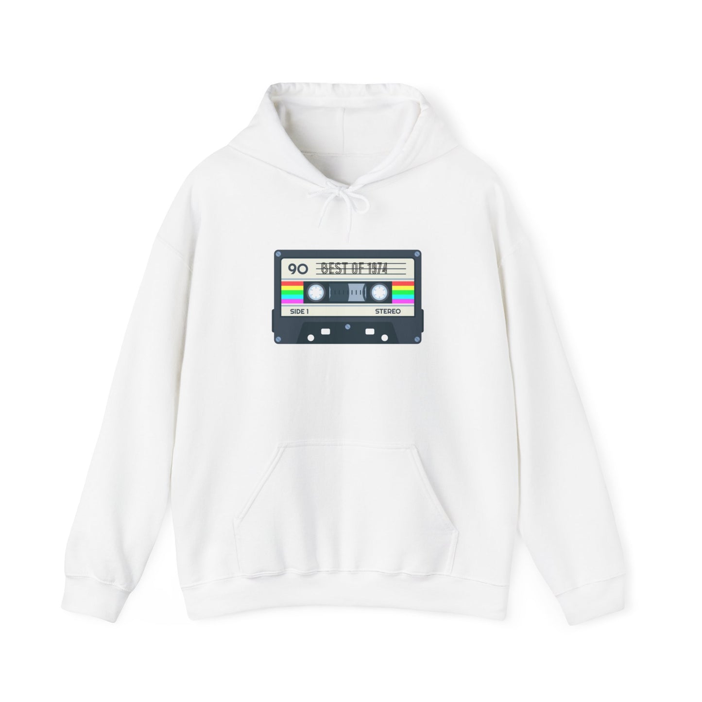 Retro Cassette Tape 1974 Adult Unisex Hooded Sweatshirt