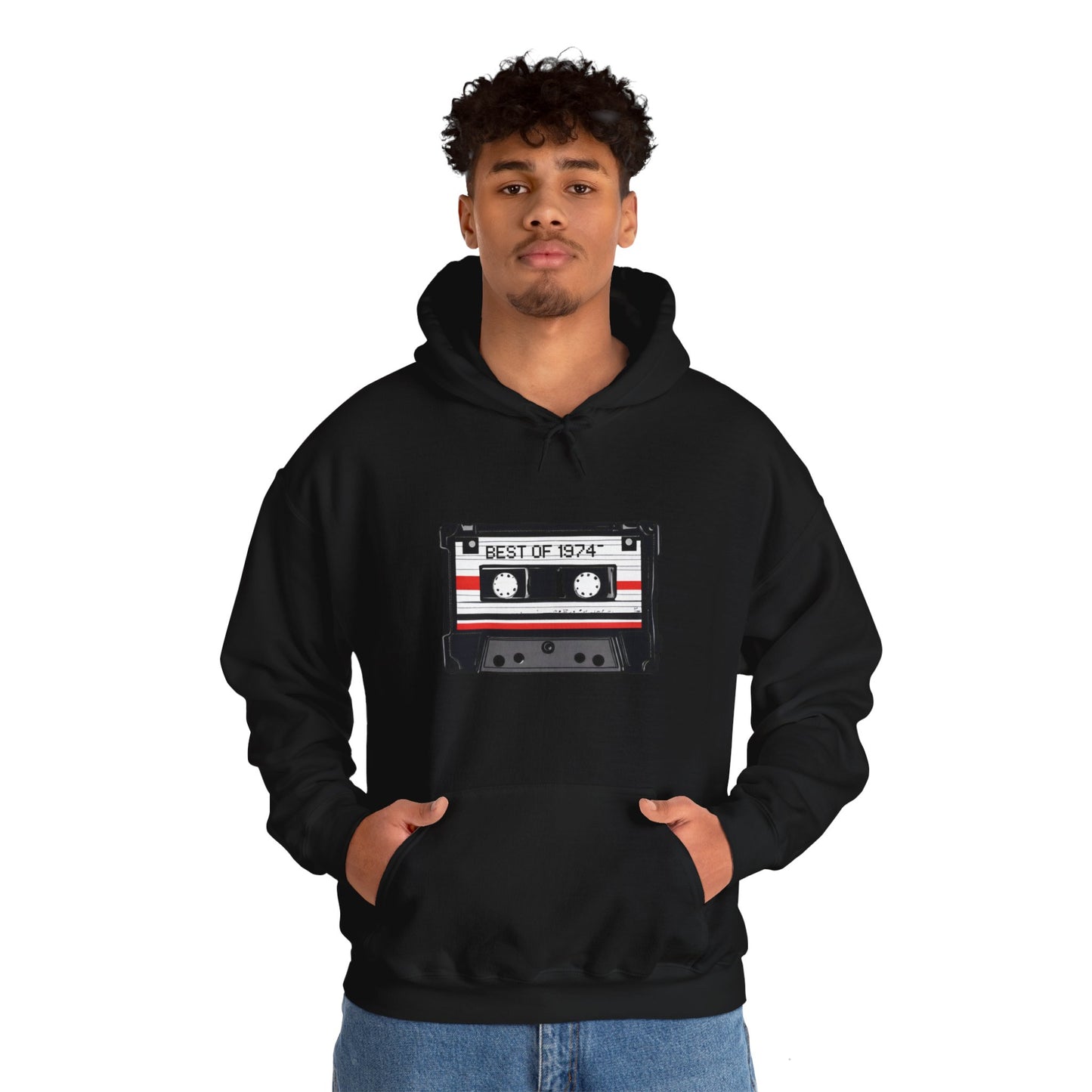 Retro Cassette Tape 1974 Adult Unisex Hooded Sweatshirt