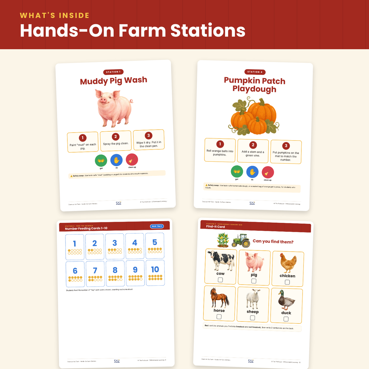 Farm Sensory Bins & Fine Motor Centers | Leveled | Special Education PreK-2