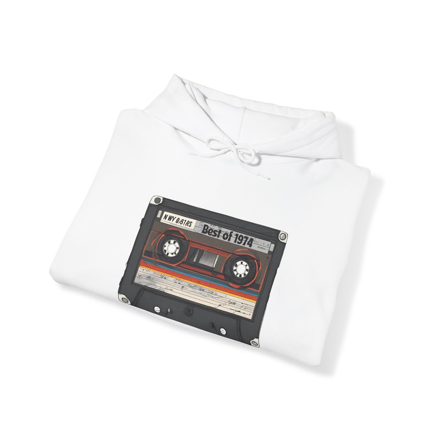 Retro Cassette Tape 1974 Adult Unisex Hooded Sweatshirt