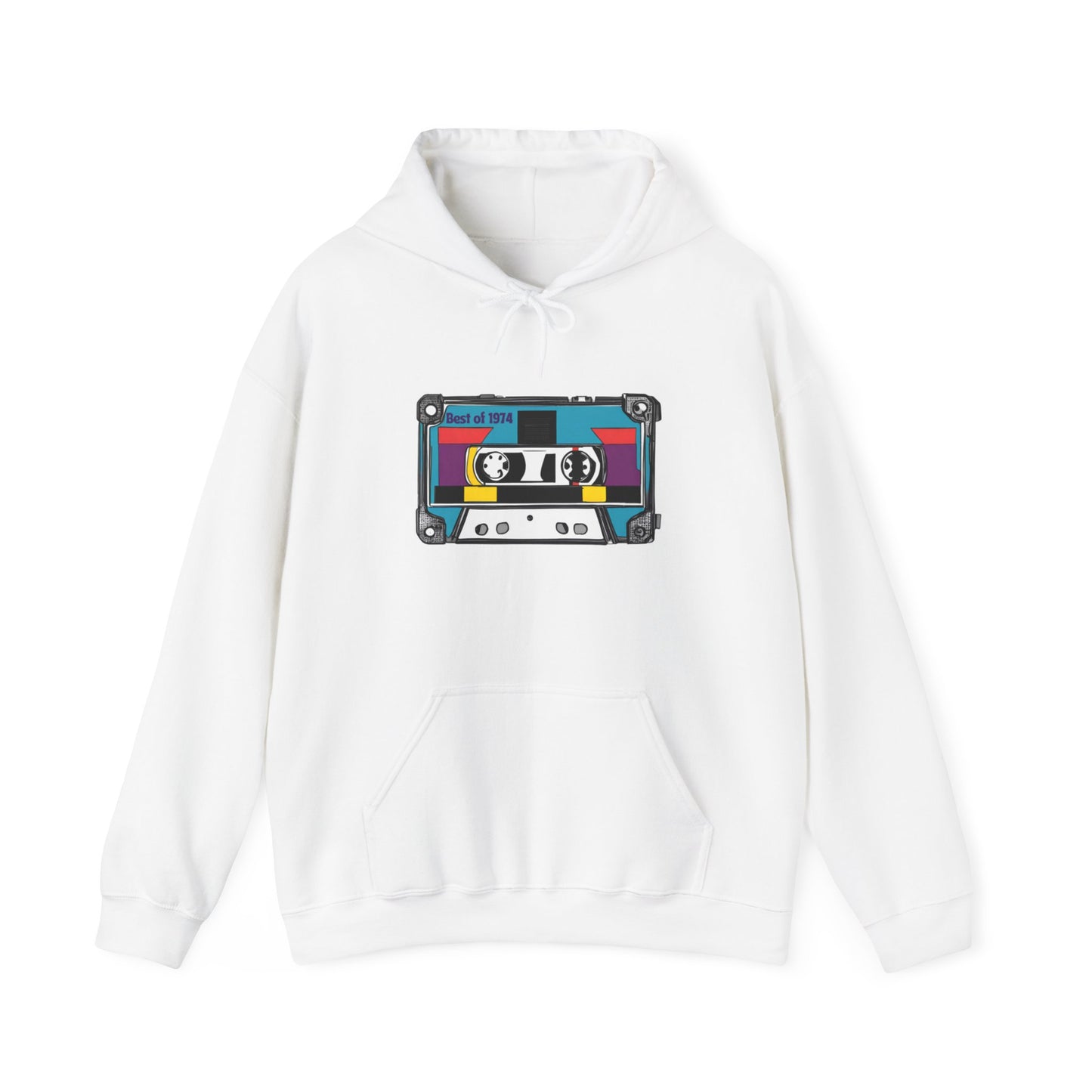 Retro Cassette Tape 1974 Adult Unisex Hooded Sweatshirt