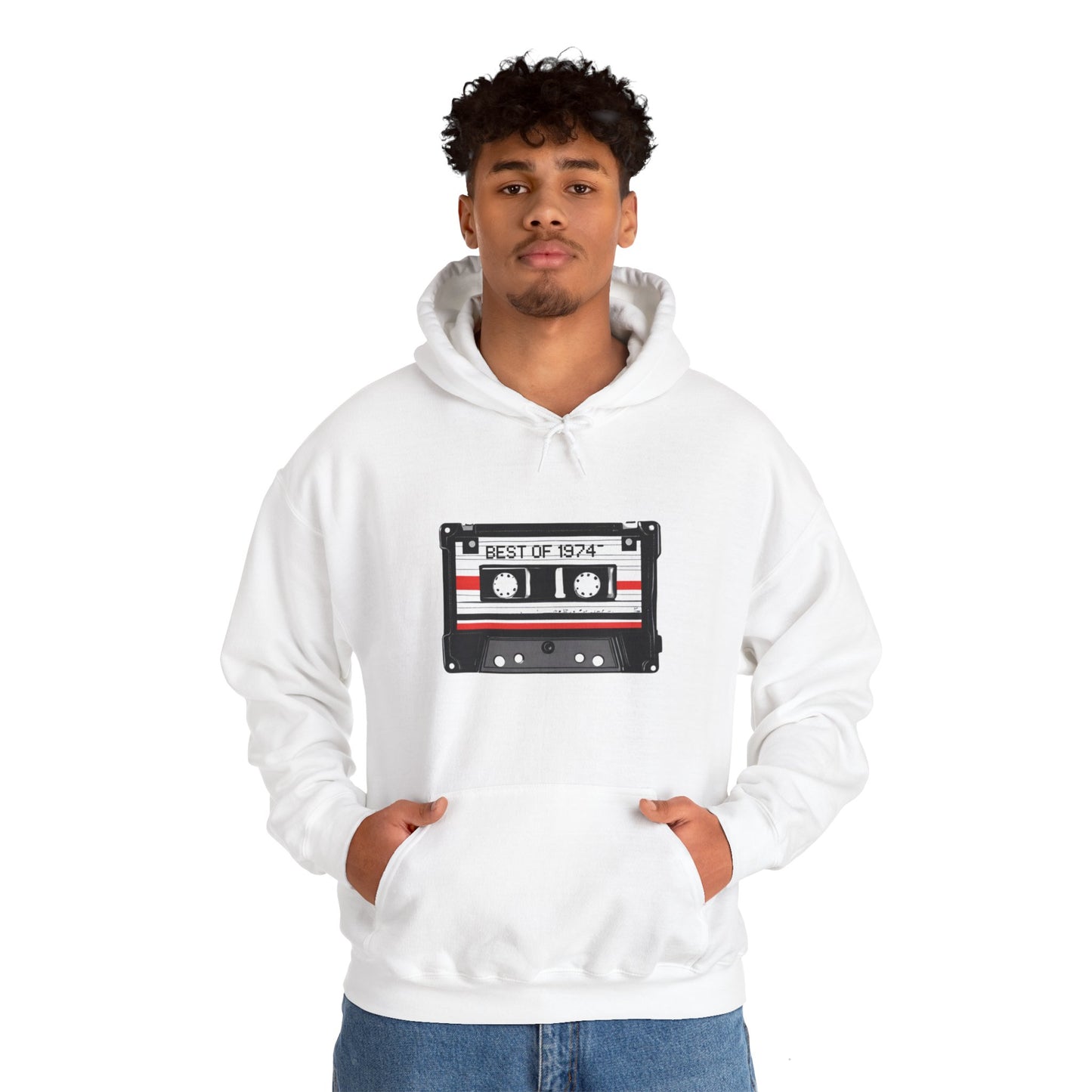 Retro Cassette Tape 1974 Adult Unisex Hooded Sweatshirt