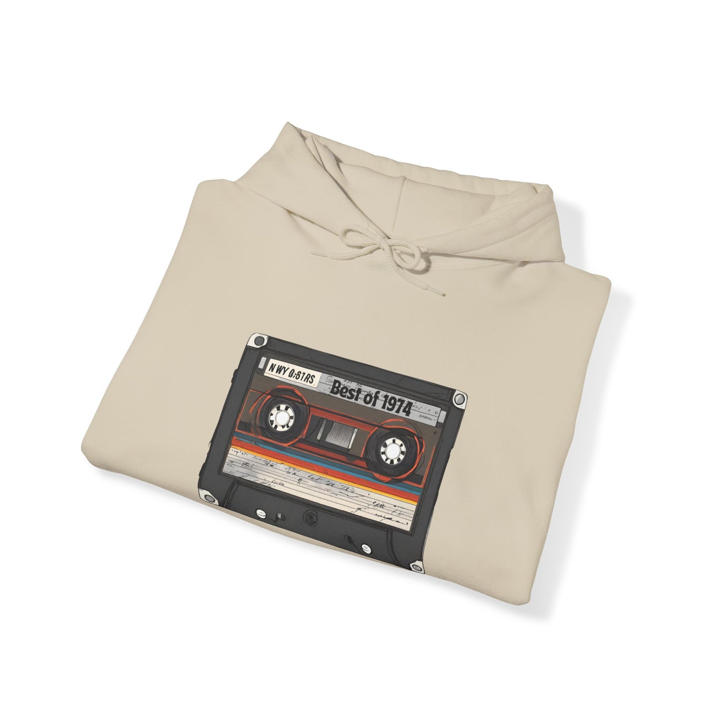 Retro Cassette Tape 1974 Adult Unisex Hooded Sweatshirt