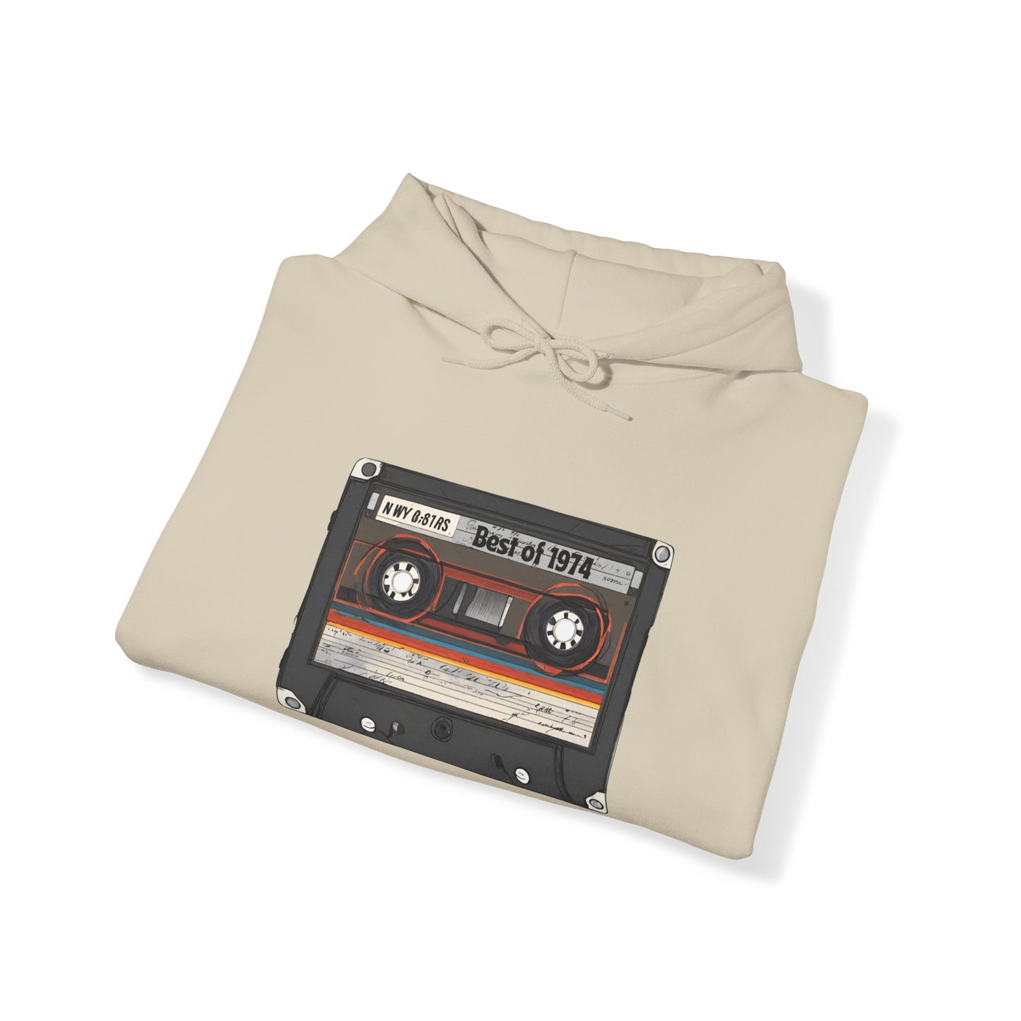 Retro Cassette Tape 1974 Adult Unisex Hooded Sweatshirt