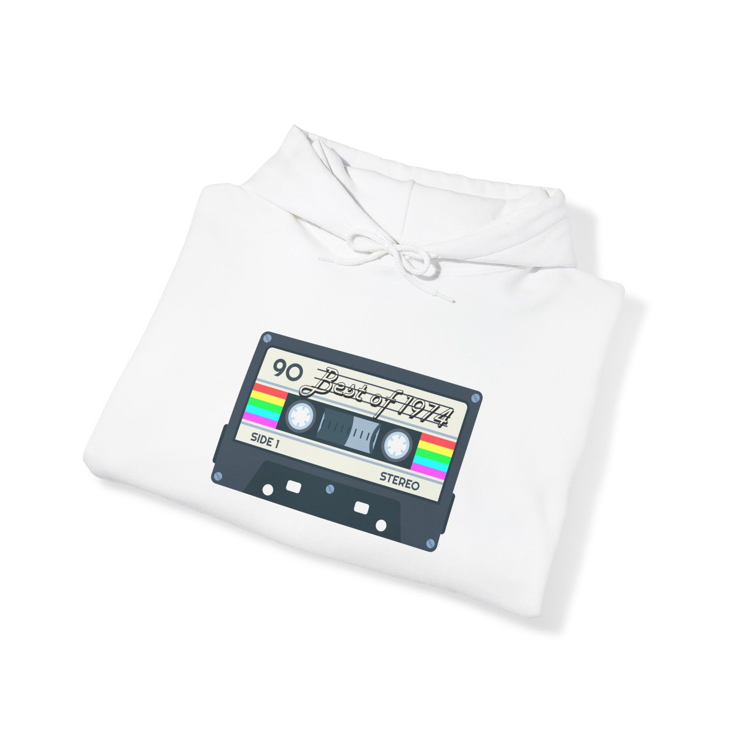 Retro Cassette Tape 1974 Adult Unisex Hooded Sweatshirt