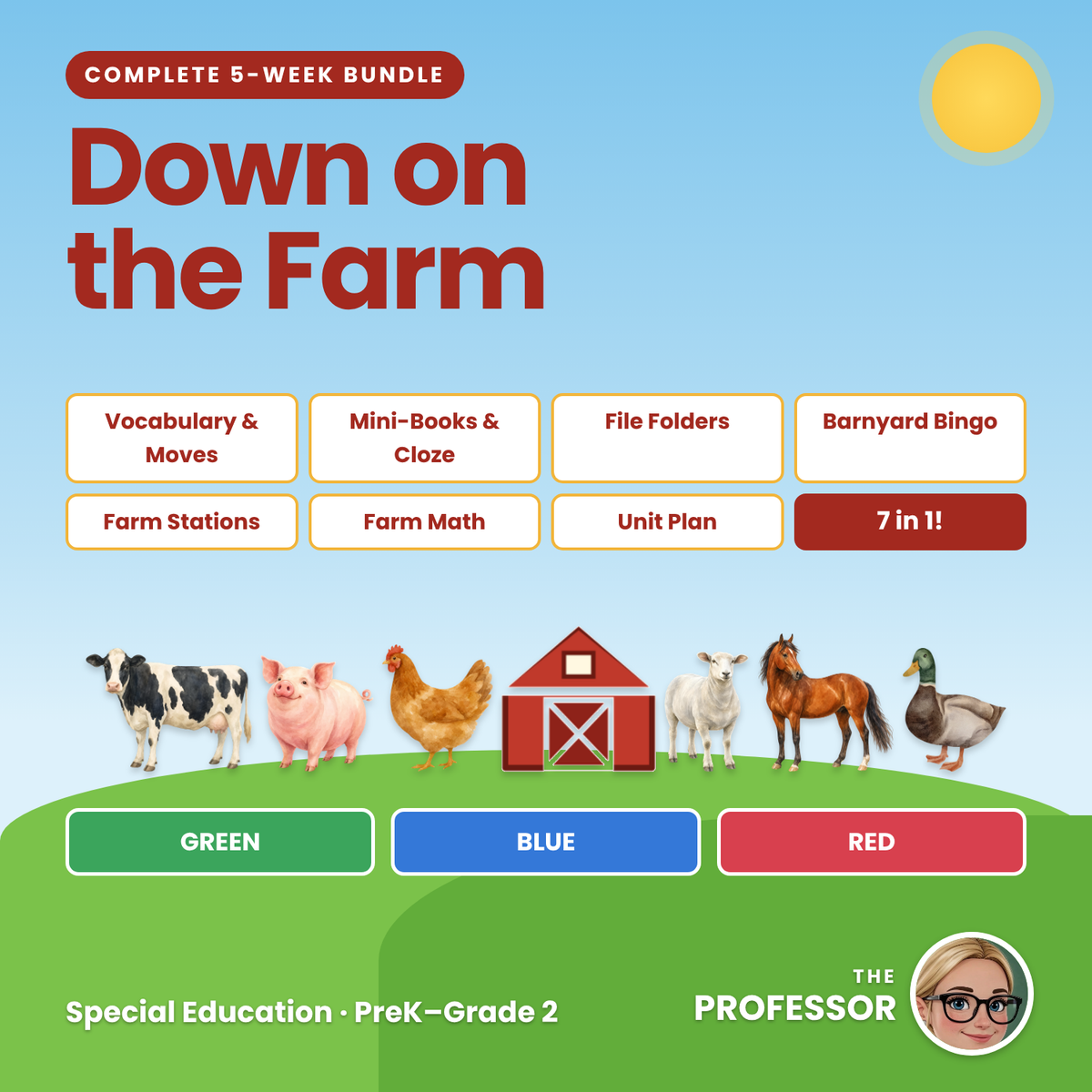 Down on the Farm: Complete Farm Unit Bundle | Special Education | 3 Levels | PreK-2