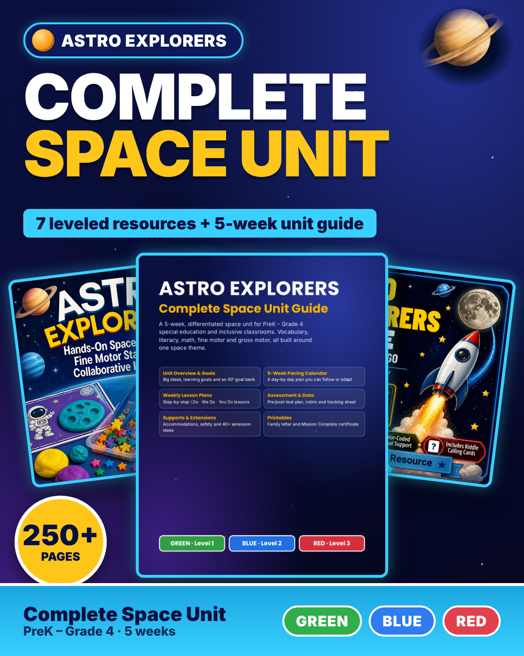 Astro Explorers: Complete Space Unit Bundle | Special Education | 3 Levels | PreK-4