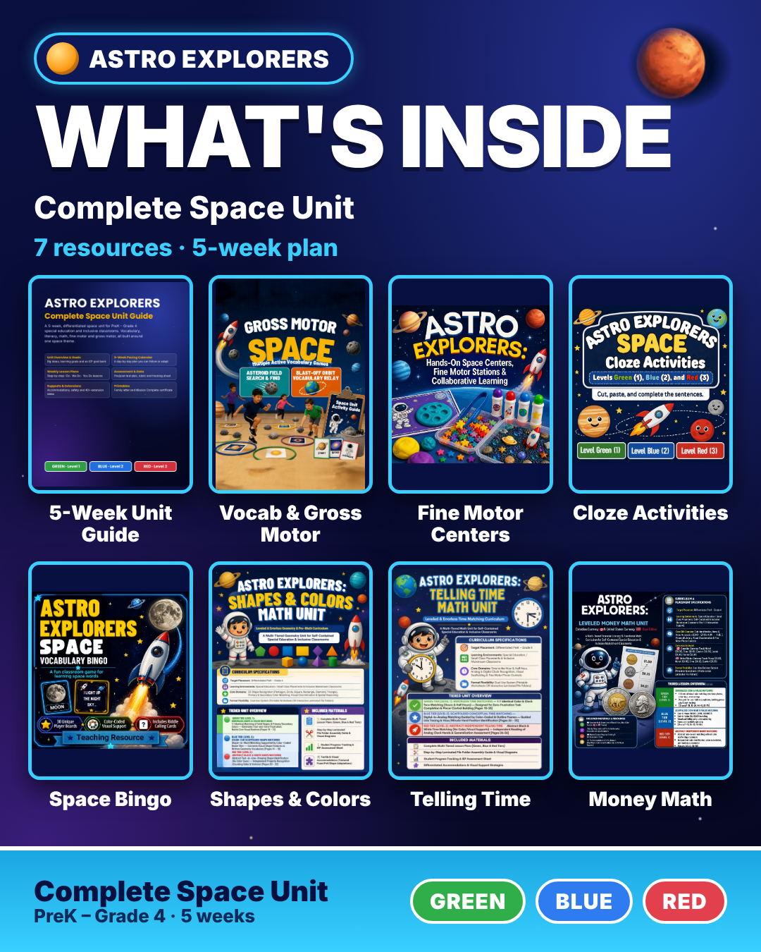 Astro Explorers: Complete Space Unit Bundle | Special Education | 3 Levels | PreK-4