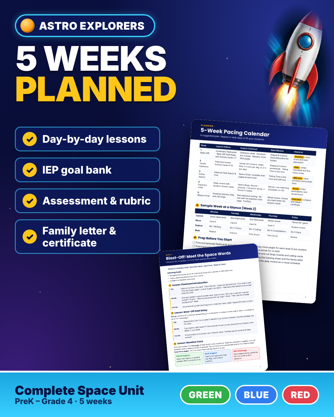 Astro Explorers: Complete Space Unit Bundle | Special Education | 3 Levels | PreK-4