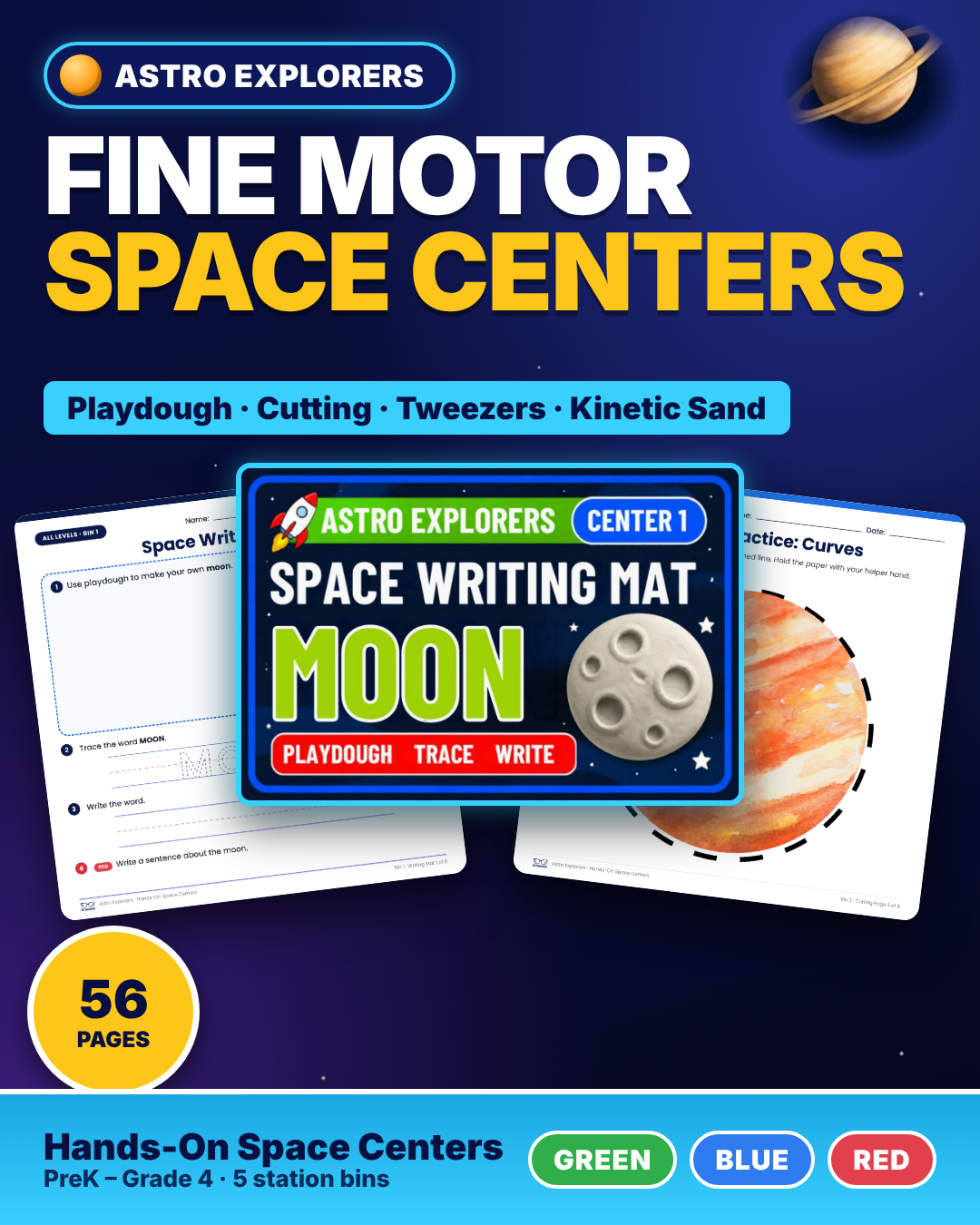 Space Fine Motor Centers | Playdough Mats, Cutting, Constellations | SPED