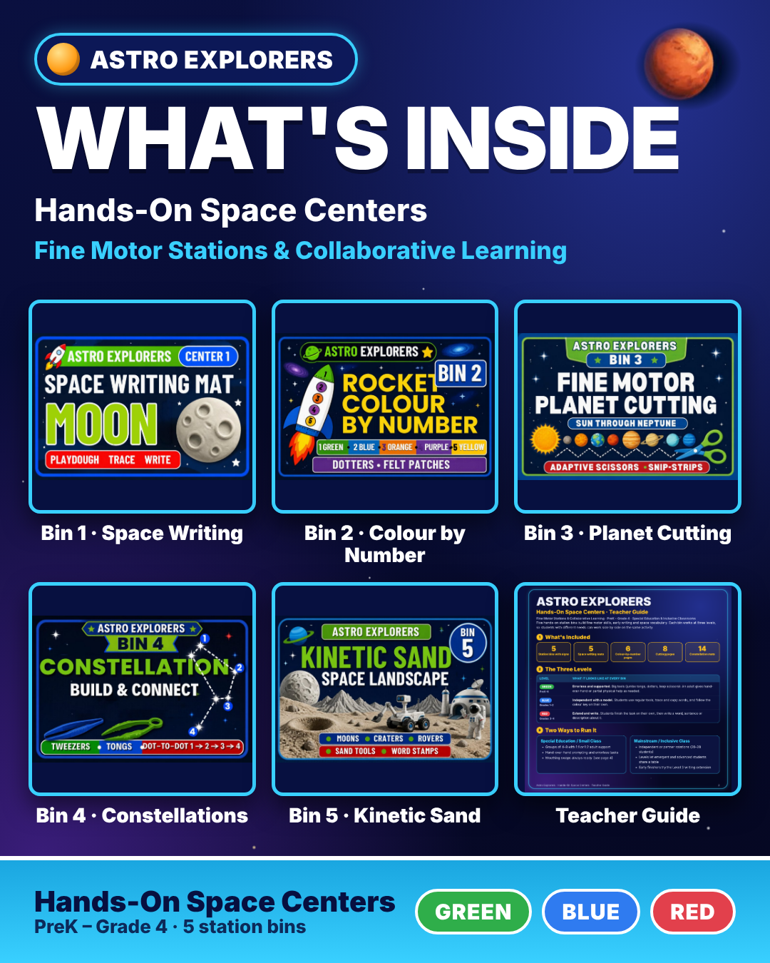 Space Fine Motor Centers | Playdough Mats, Cutting, Constellations | SPED